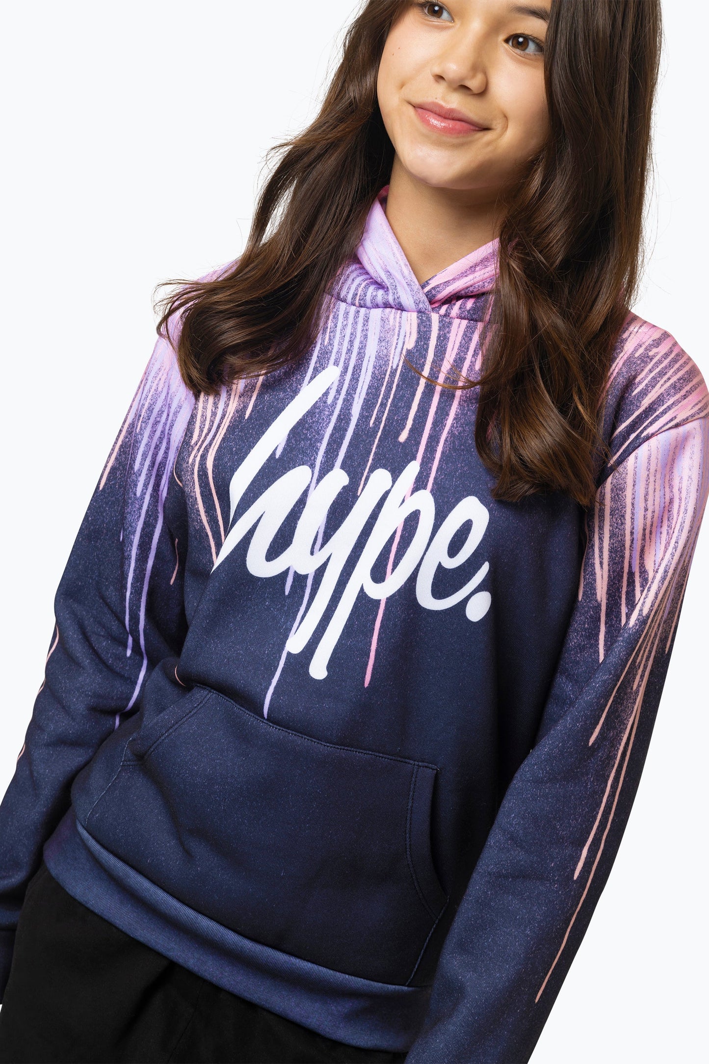 HYPE GIRLS MULTI DARK PASTEL DRIPS HOODIE