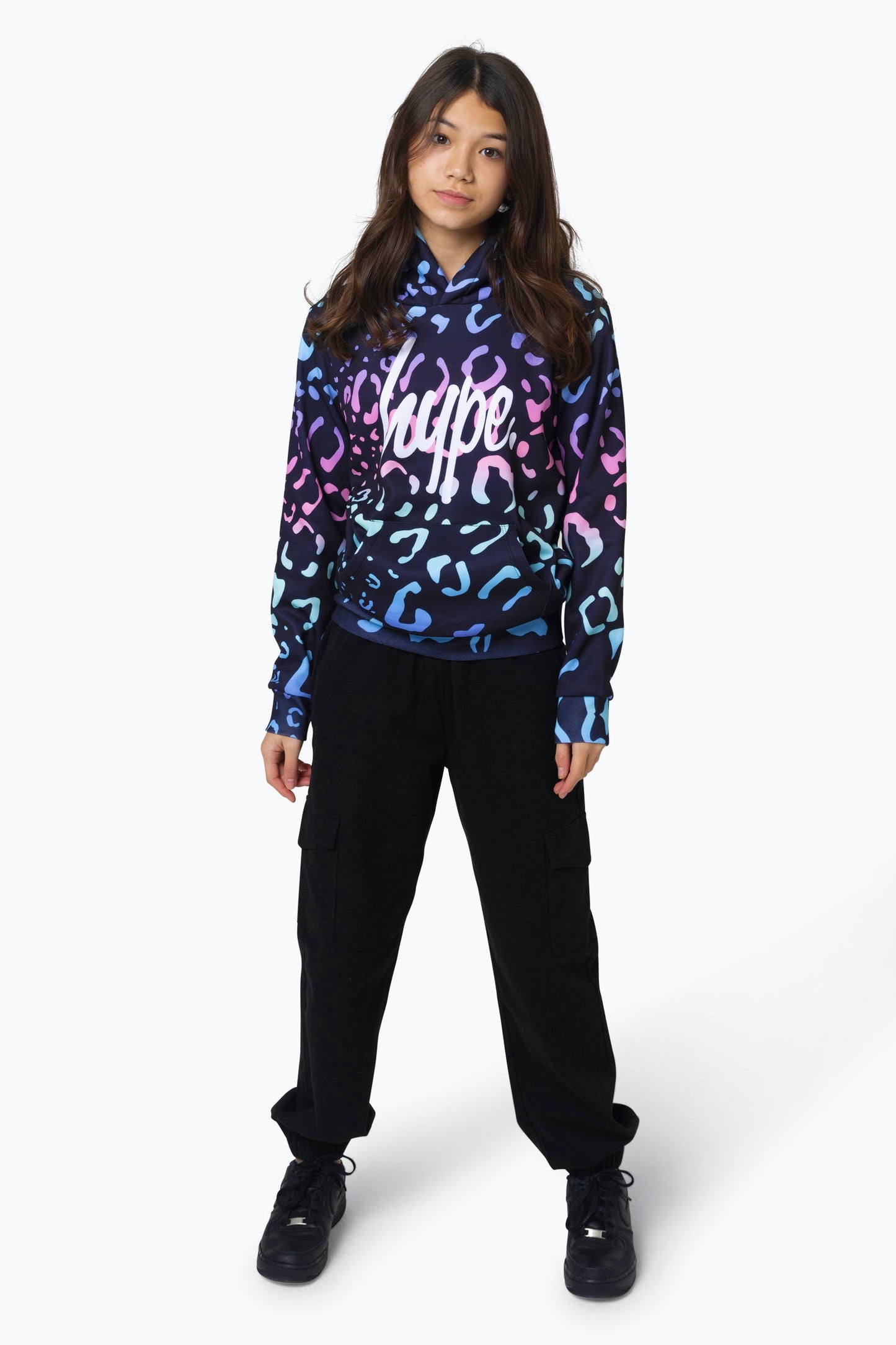 HYPE GIRLS MULTI GRADIENT LEOPARD HOODIE