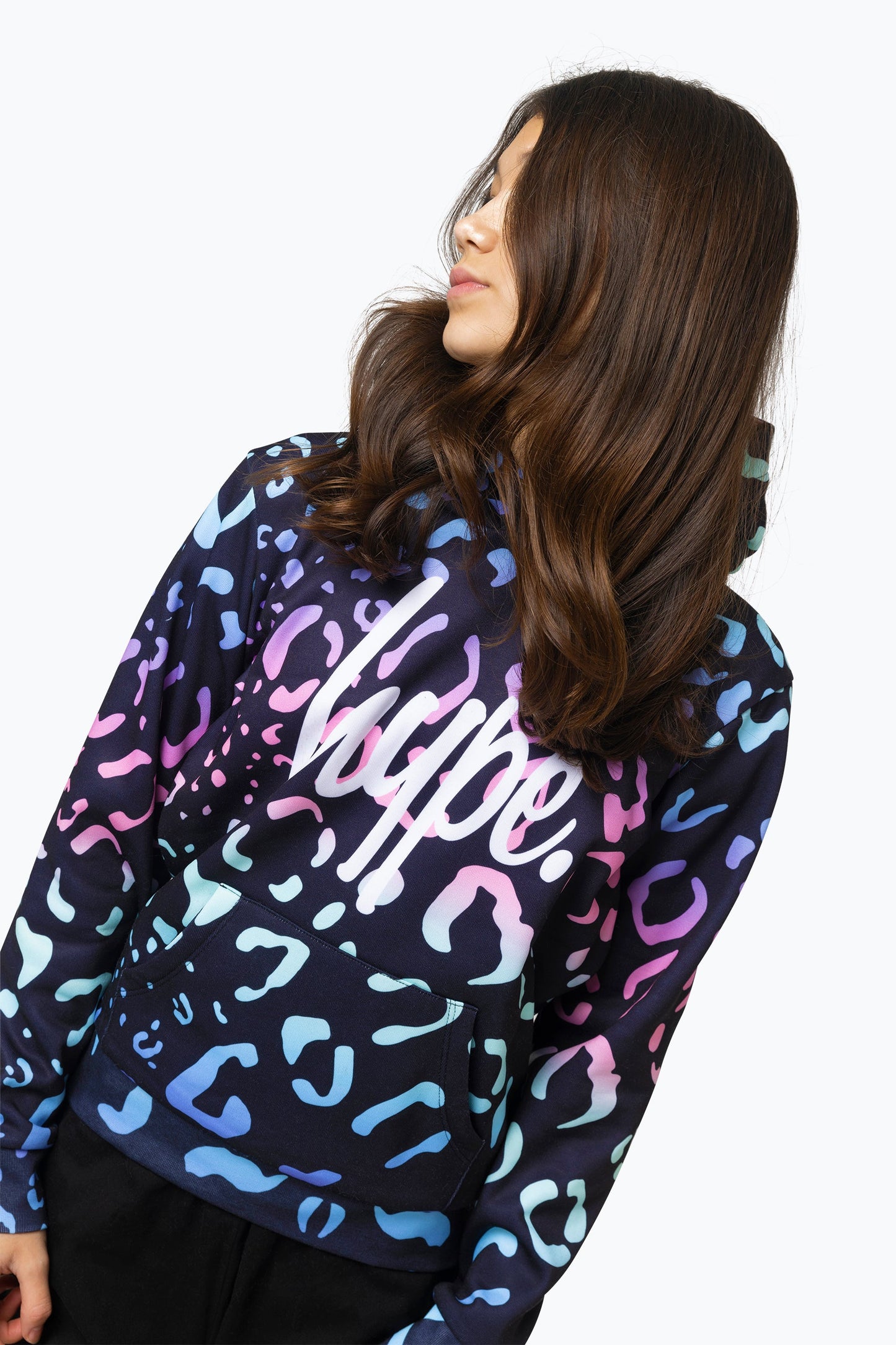 HYPE GIRLS MULTI GRADIENT LEOPARD HOODIE