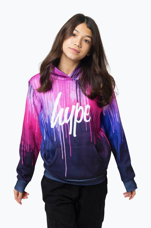 HYPE GIRLS MULTI PINK DRIPS HOODIE