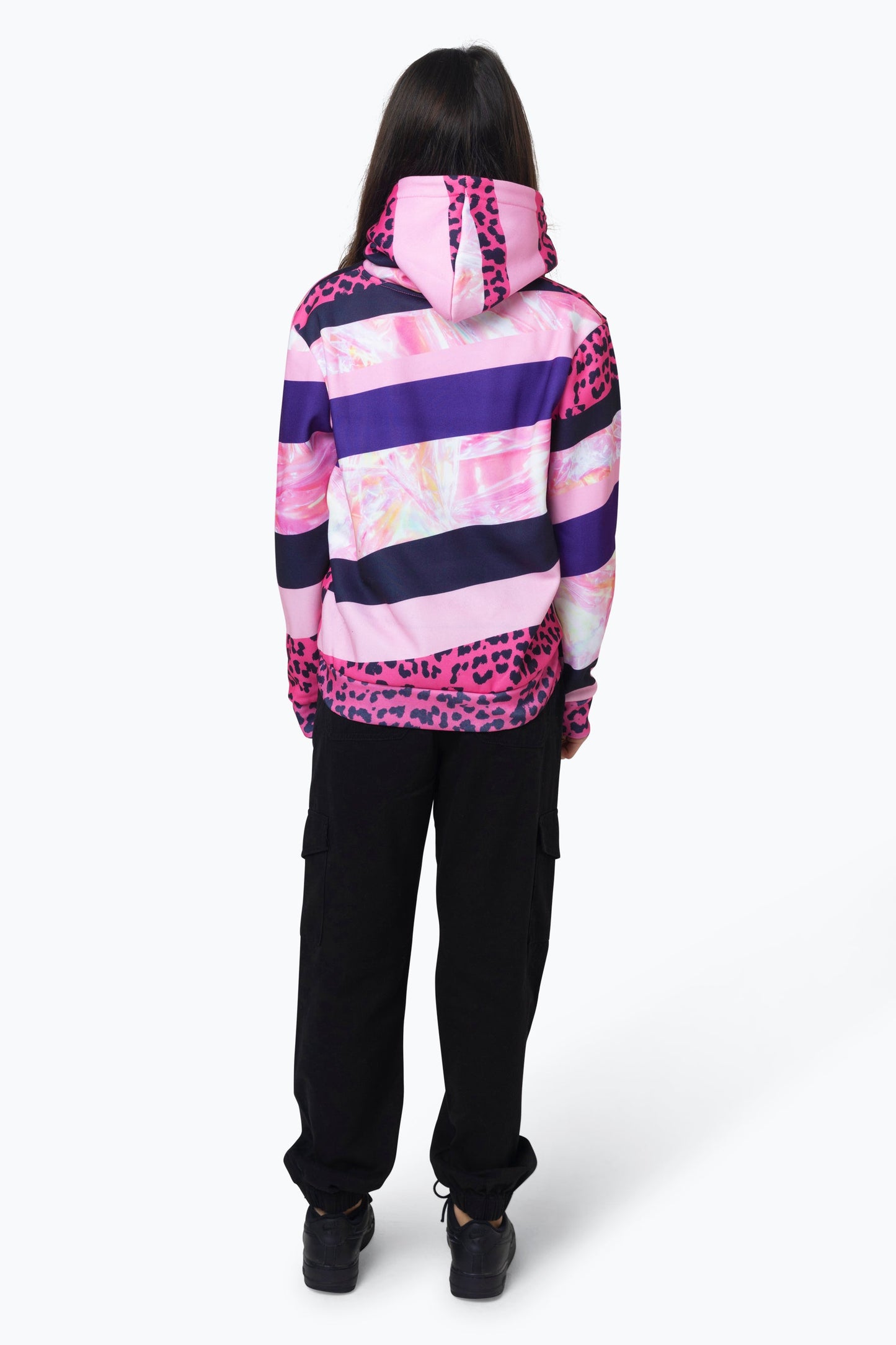 HYPE GIRLS MULTI DARK PINK STRIPE HOODIE