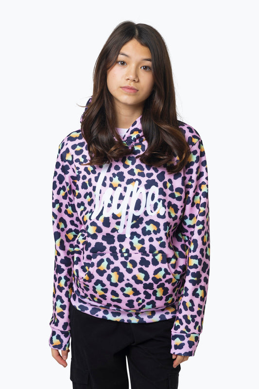 HYPE GIRLS MULTI DISCO LEOPARD HOODIE