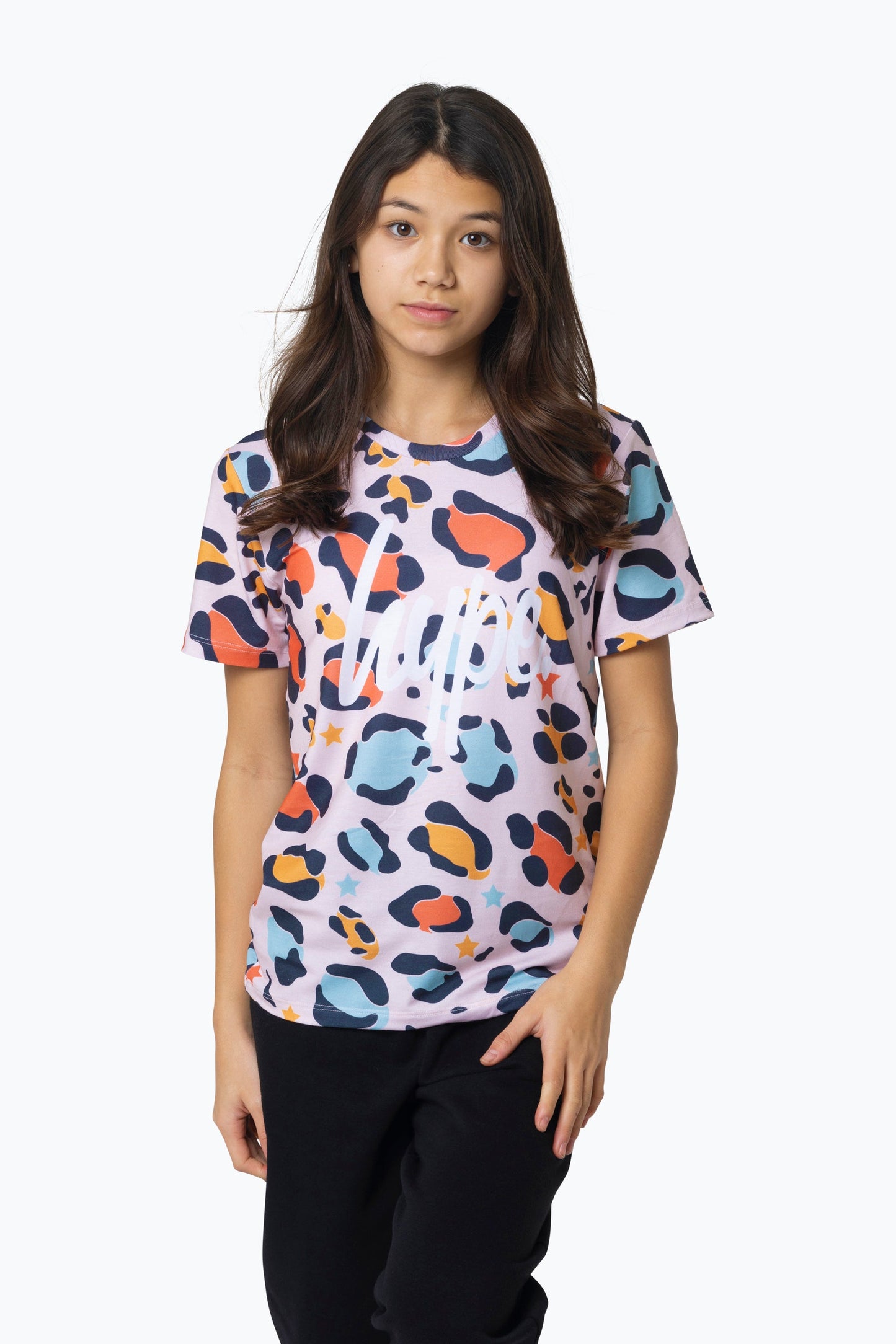 HYPE GIRLS MULTI STAR LEOPARD T-SHIRT