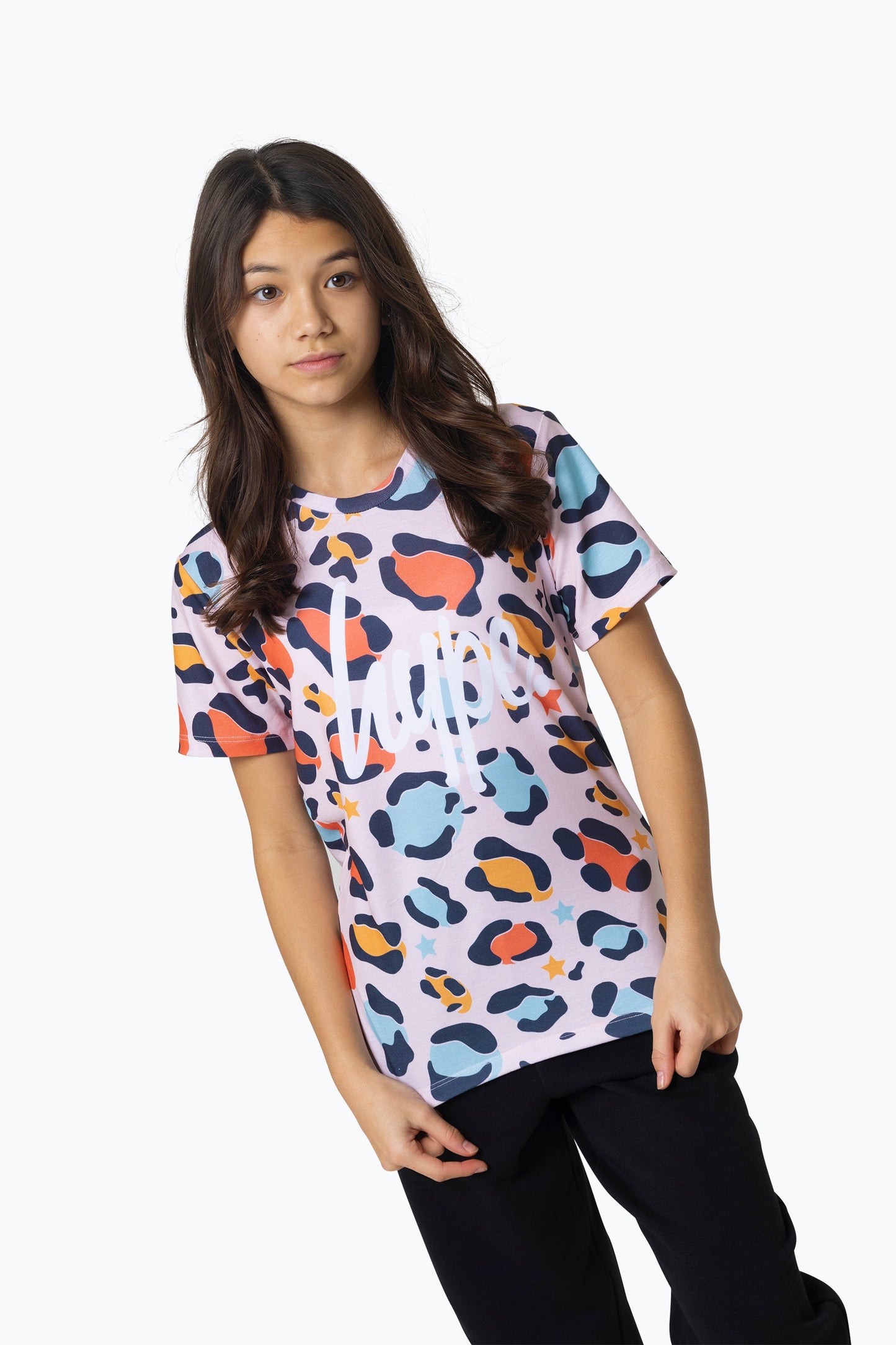 HYPE GIRLS MULTI STAR LEOPARD T-SHIRT