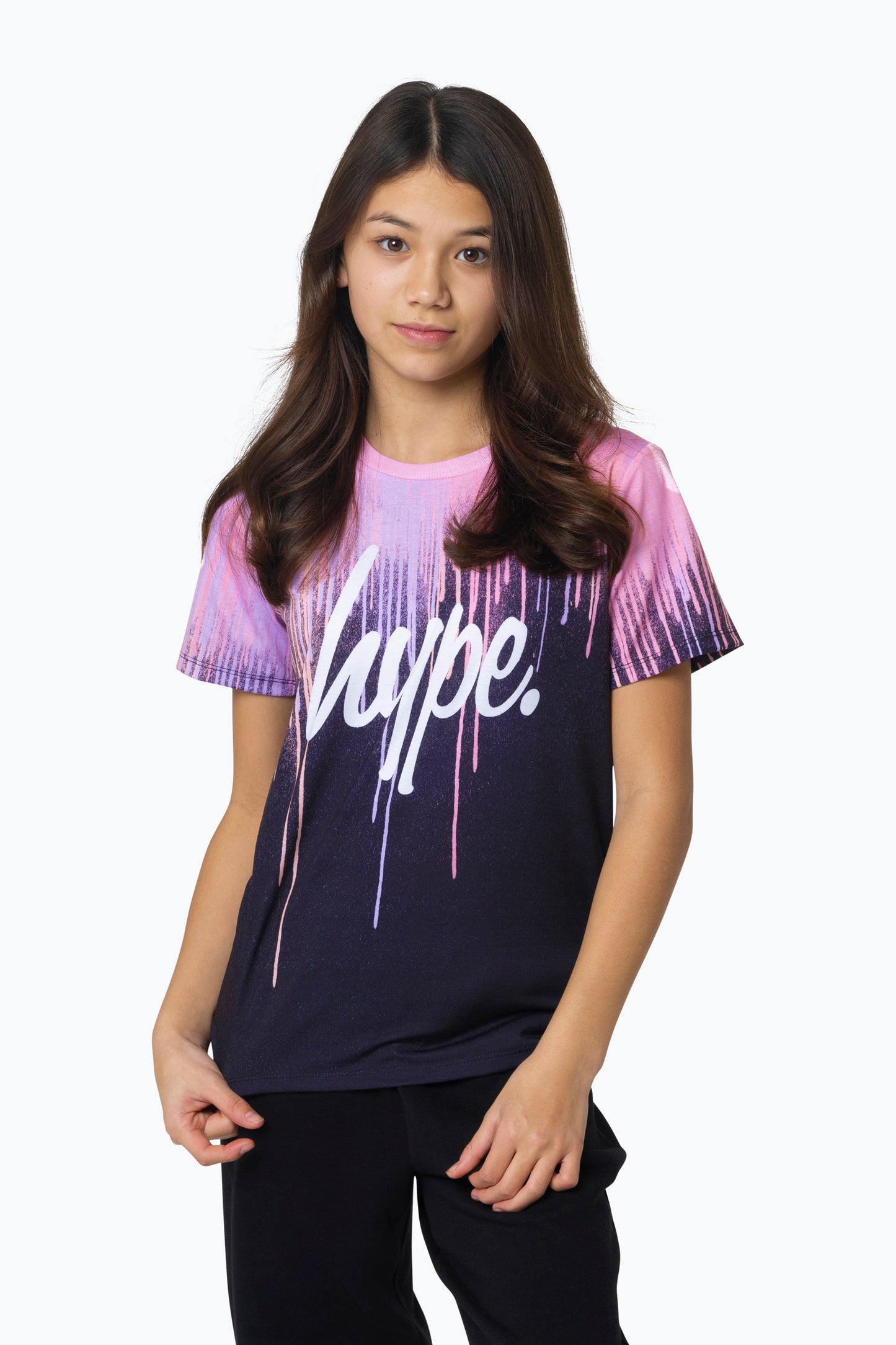 HYPE GIRLS MULTI DARK PASTEL DRIPS T-SHIRT