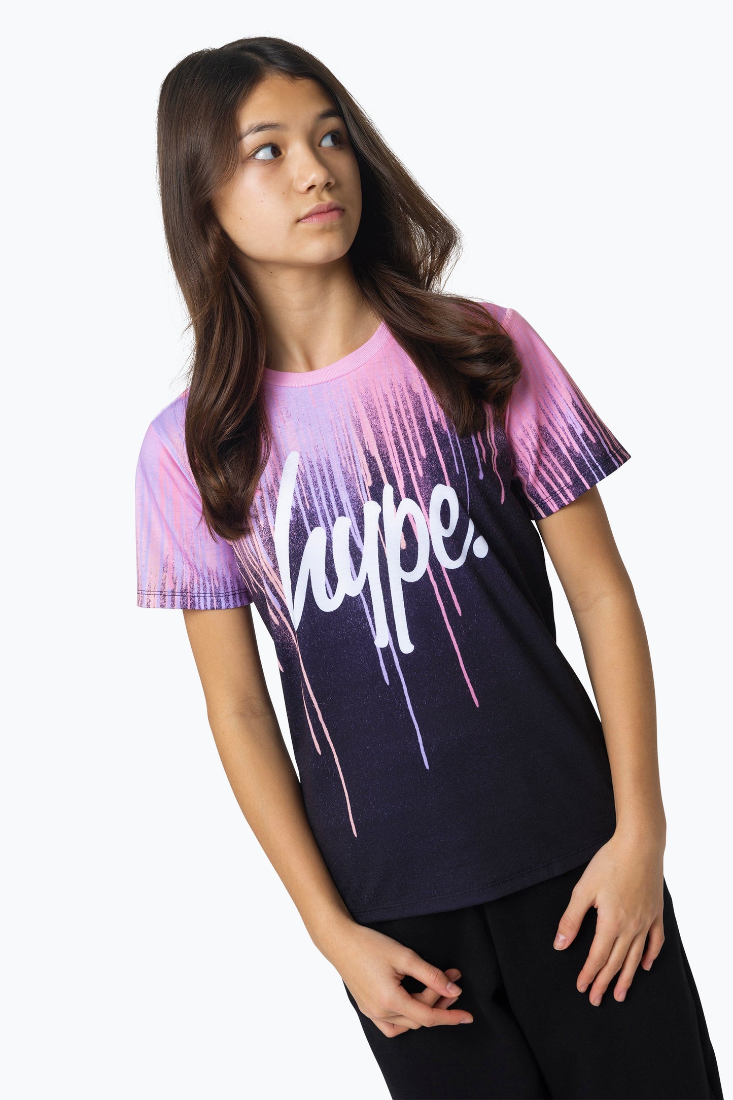 HYPE GIRLS MULTI DARK PASTEL DRIPS T-SHIRT