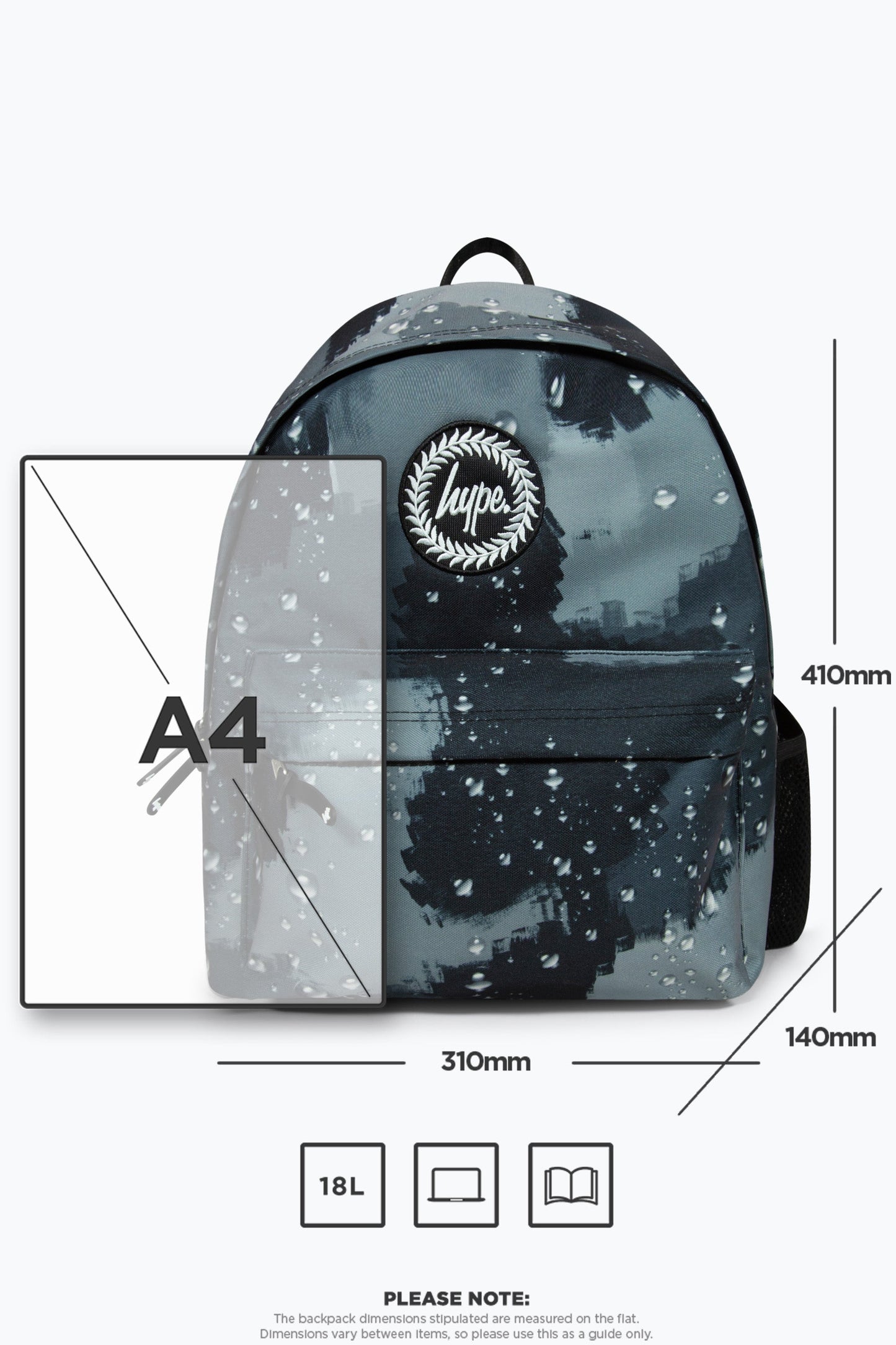 HYPE BLACK RAIN DROP CAMO BACKPACK