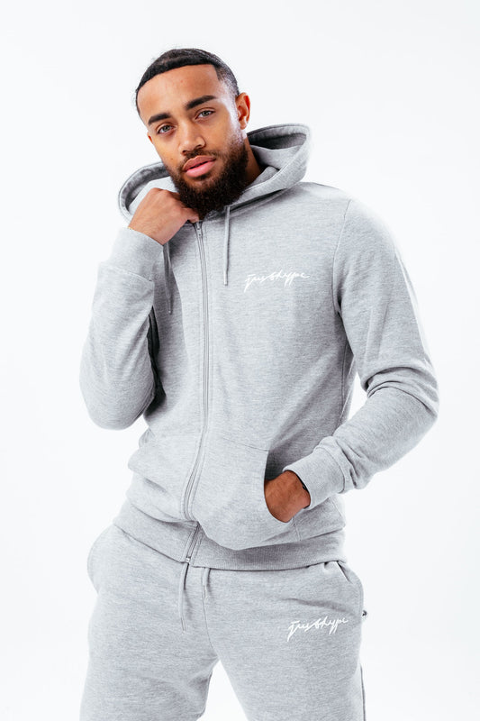 HYPE MENS GREY MARL SCRIBBLE ZIP HOODIE