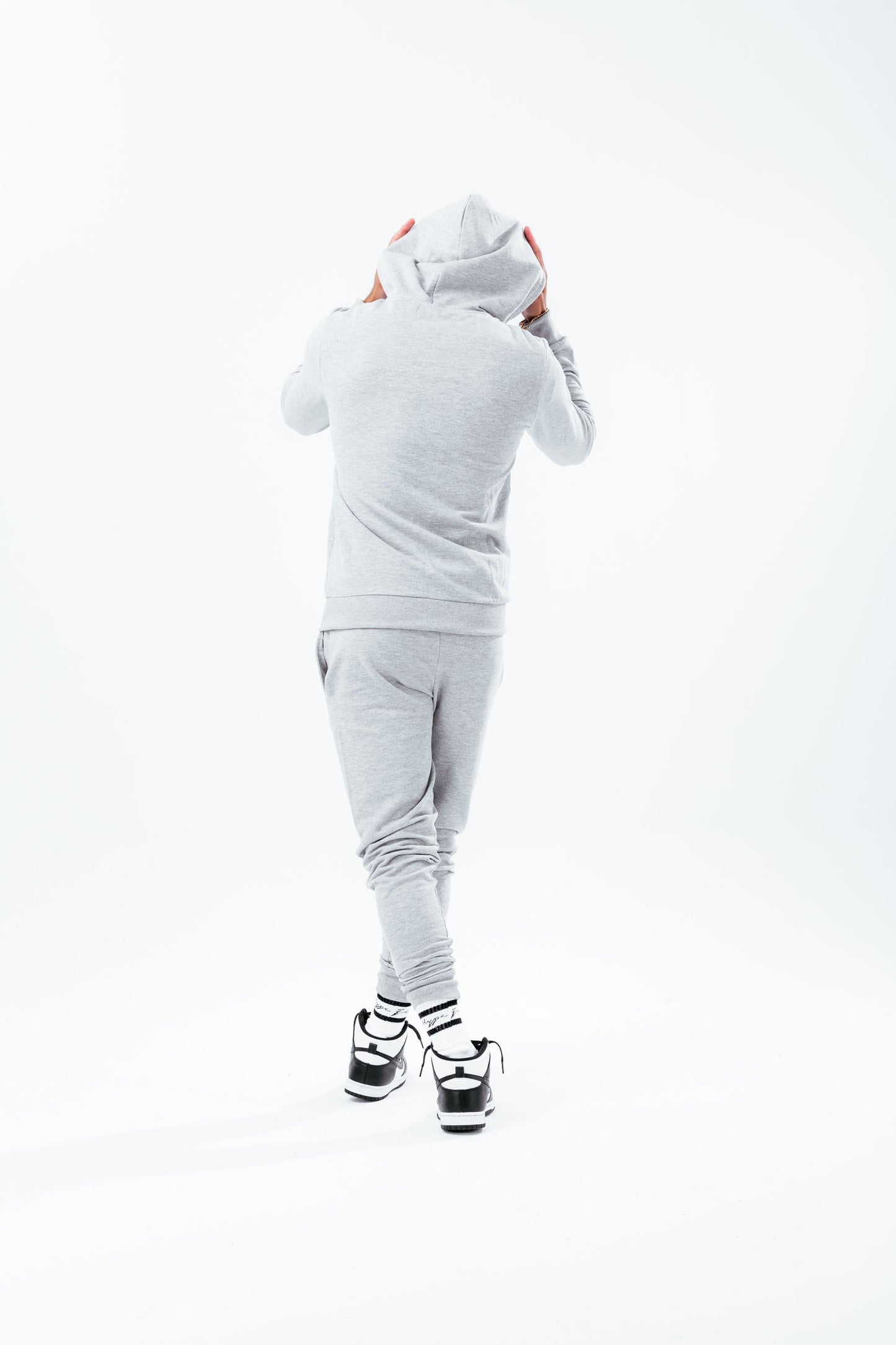 HYPE MENS GREY MARL SCRIBBLE ZIP HOODIE