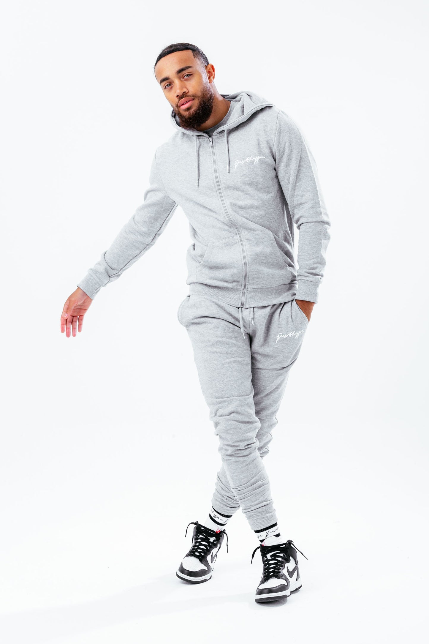 HYPE MENS GREY MARL SCRIBBLE ZIP HOODIE