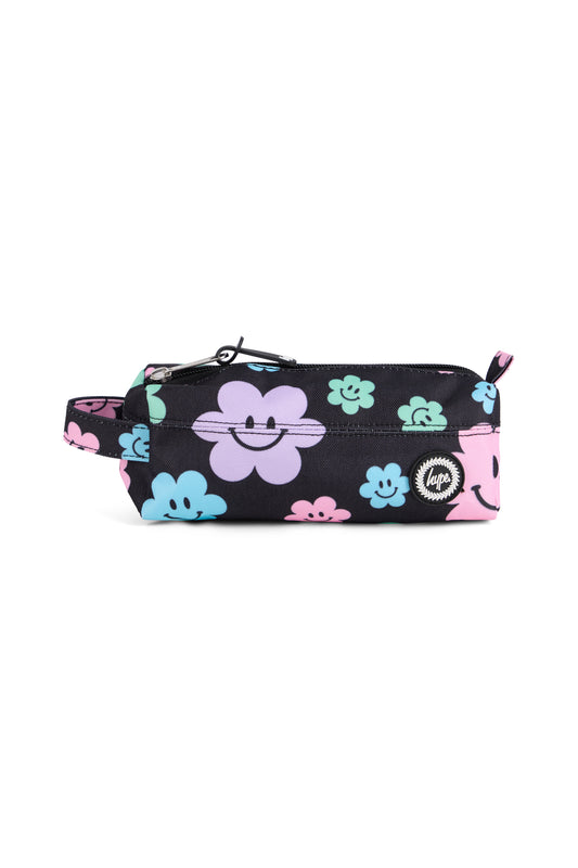 Hype Girls Black Happy Flowers Pencil Case