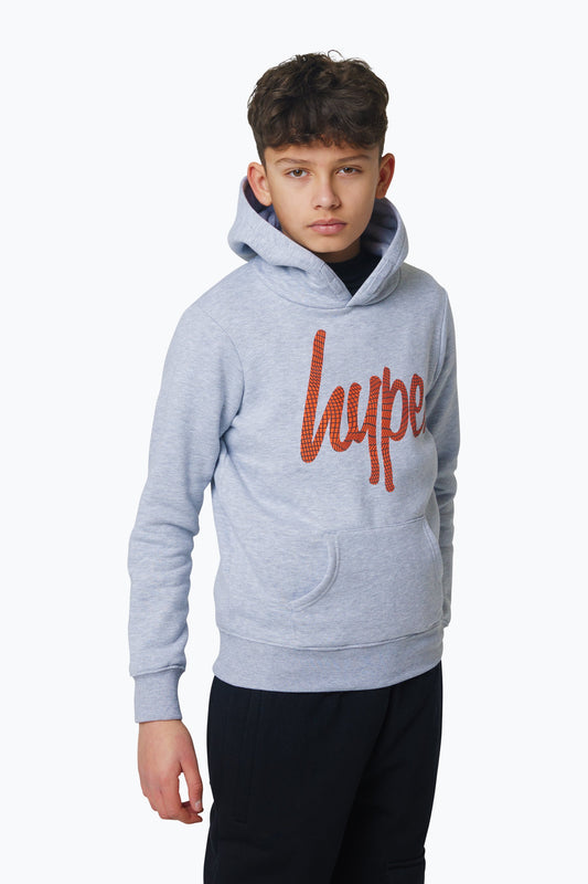 HYPE BOYS GREY WAVE SCRIPT HOODIE