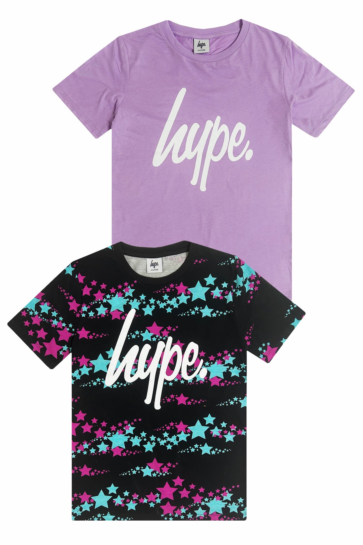 HYPE GIRLS PURPLE/BLACK STAR T-SHIRT 2-PACK SETS