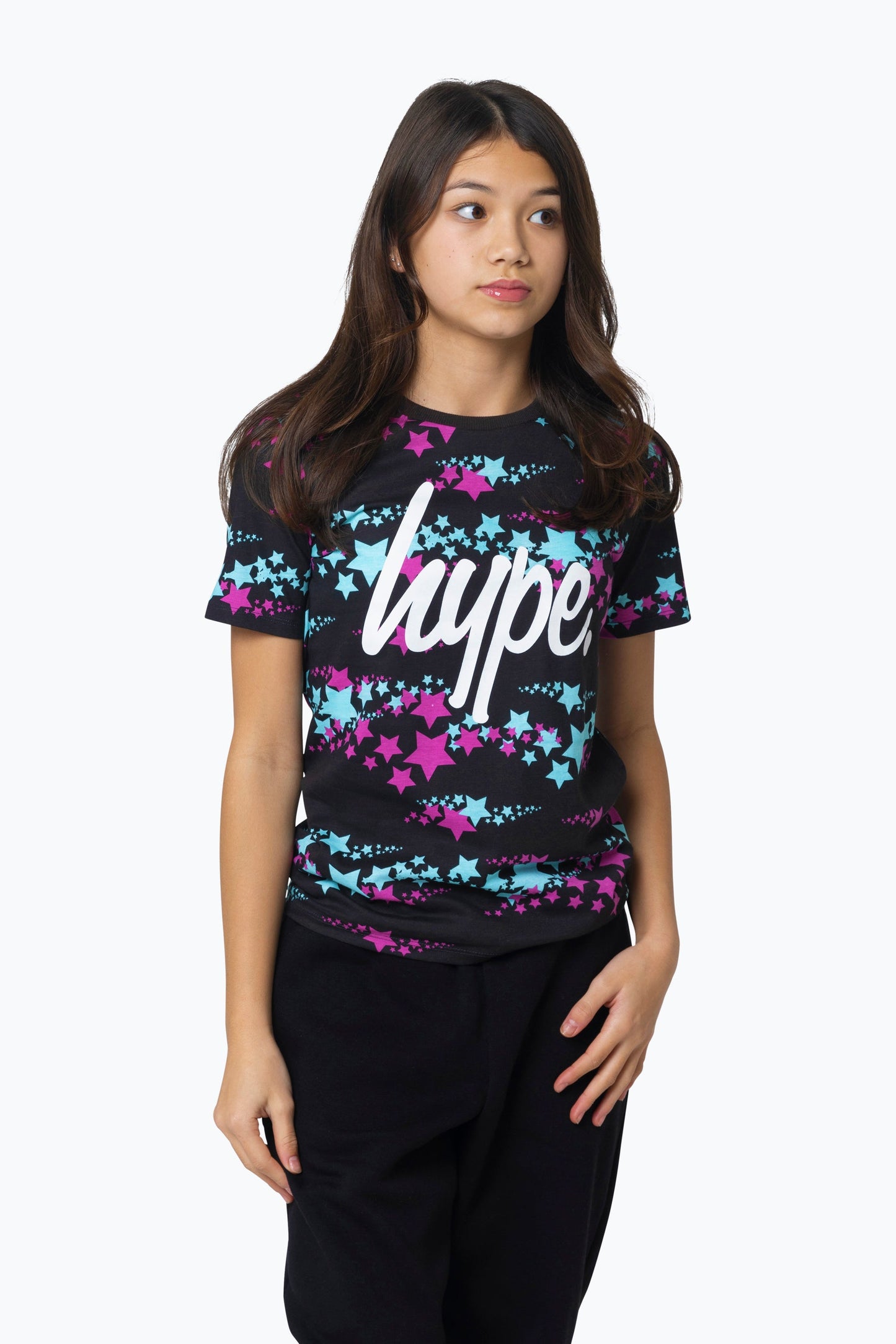 HYPE GIRLS PURPLE/BLACK STAR T-SHIRT 2-PACK SETS