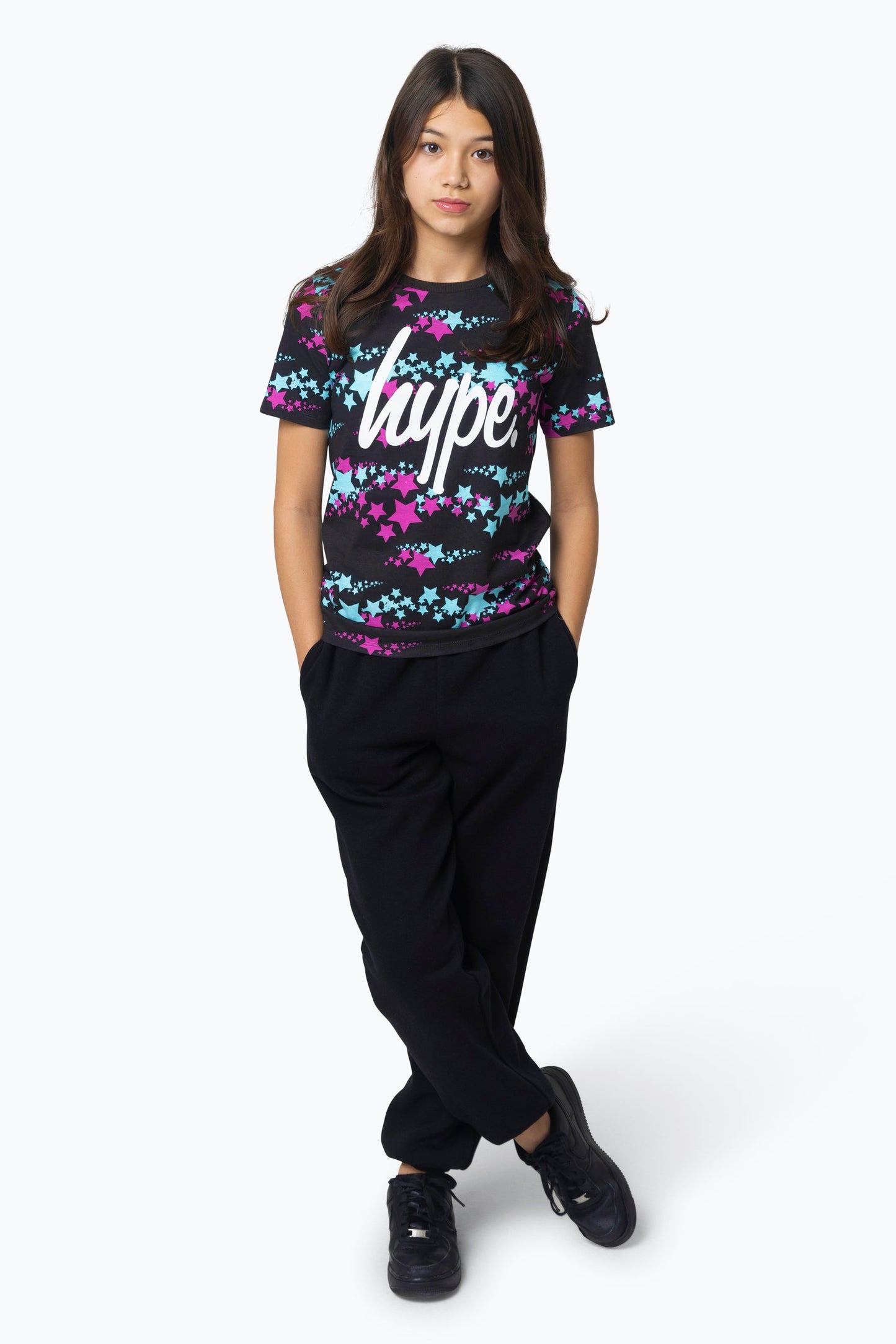 HYPE GIRLS PURPLE/BLACK STAR T-SHIRT 2-PACK SETS