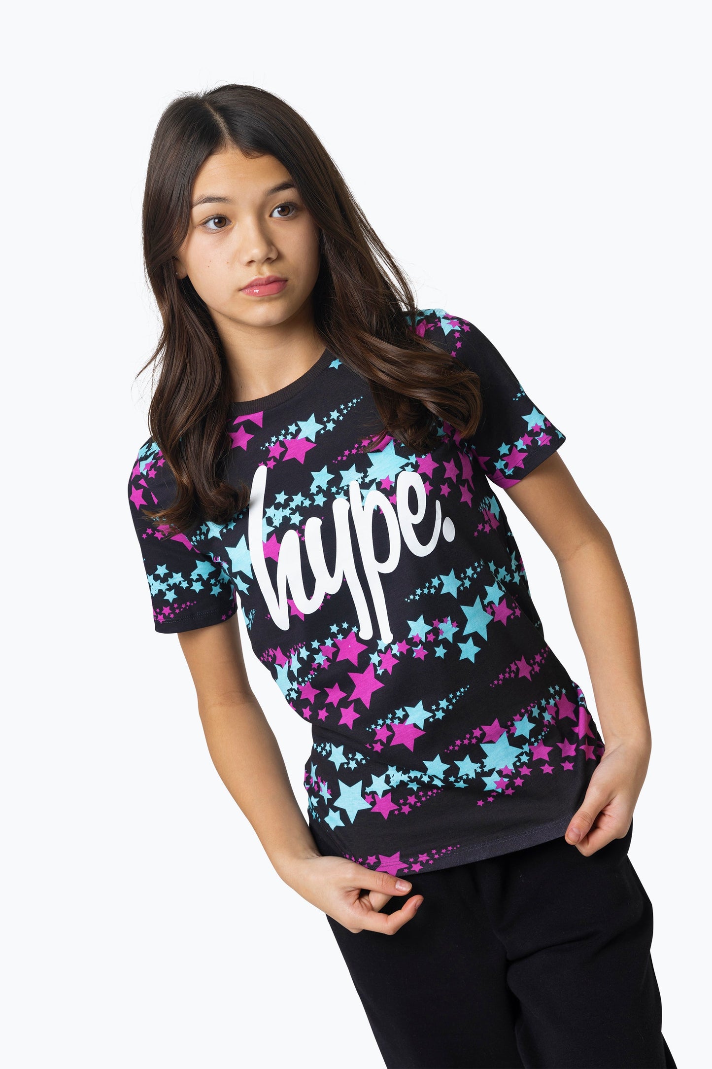 HYPE GIRLS PURPLE/BLACK STAR T-SHIRT 2-PACK SETS