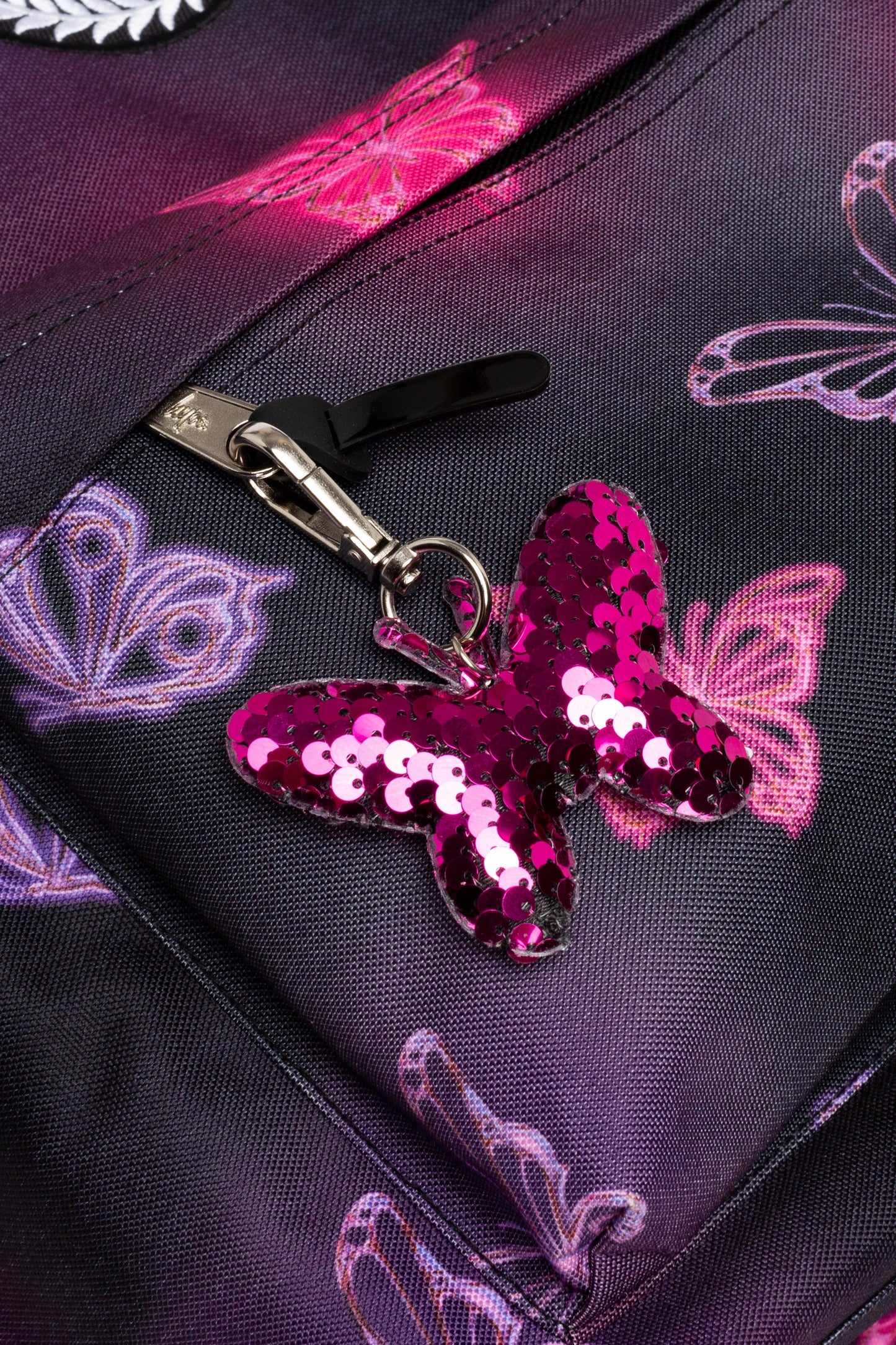 HYPE GIRLS PINK/PURPLE  CHROME GLOW BUTTERFLIES ICONIC BACKPACK