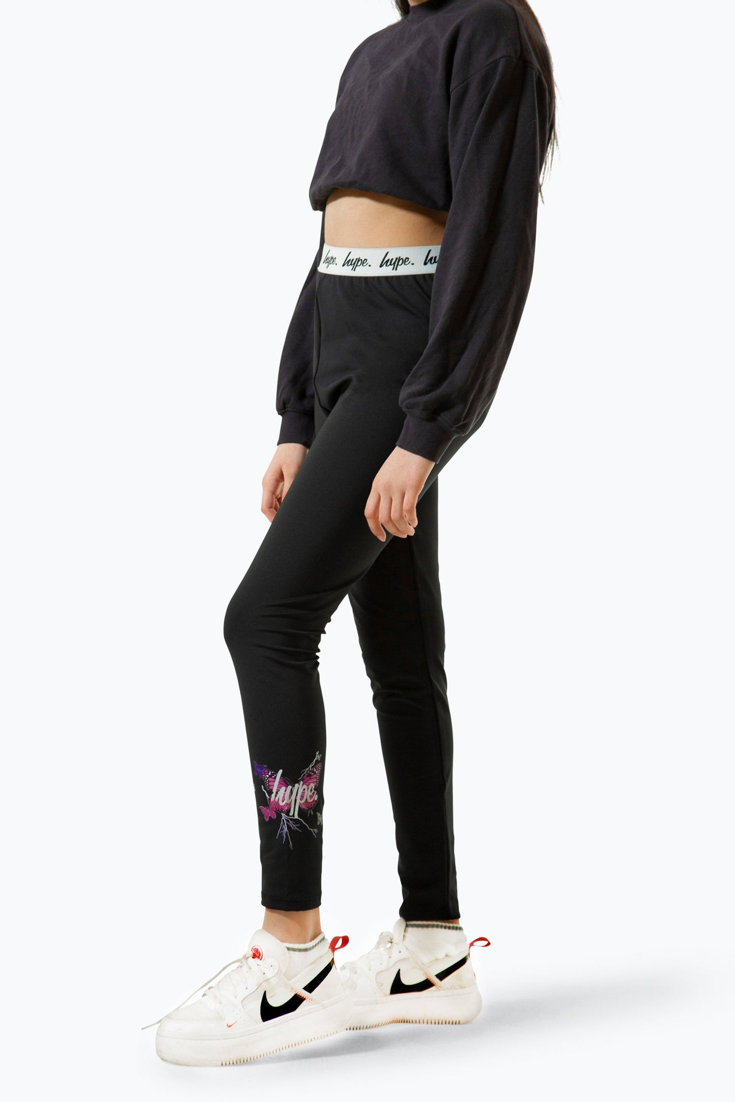 HYPE GIRLS BLACK FADE BUTTERFLY LEGGINGS