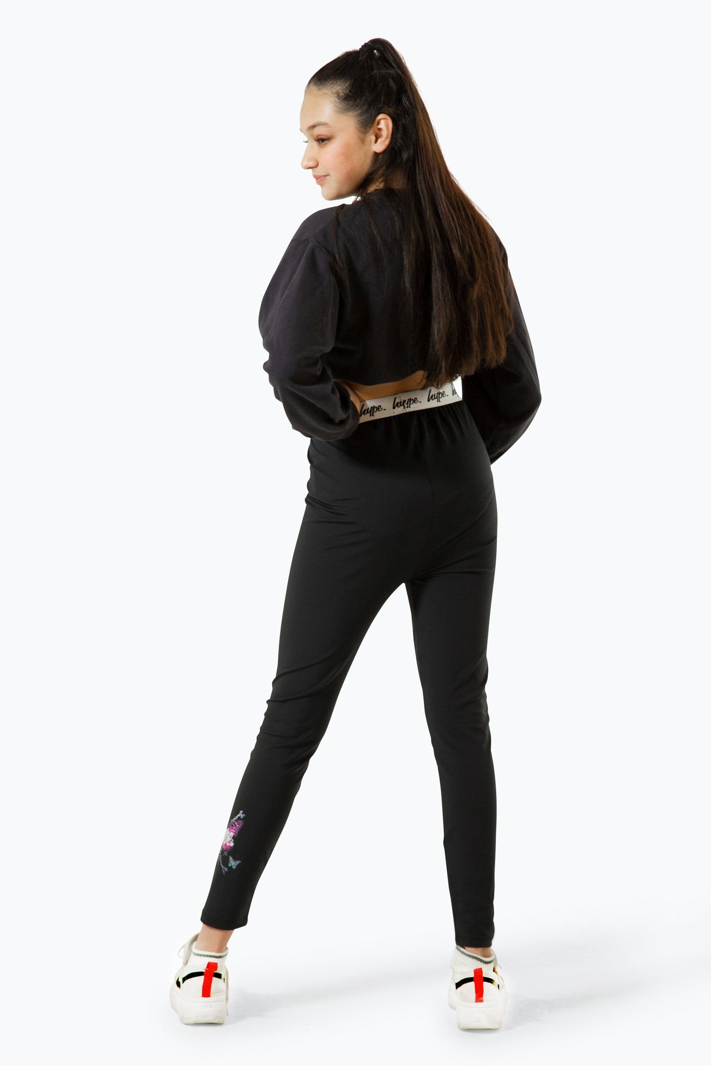 HYPE GIRLS BLACK FADE BUTTERFLY LEGGINGS