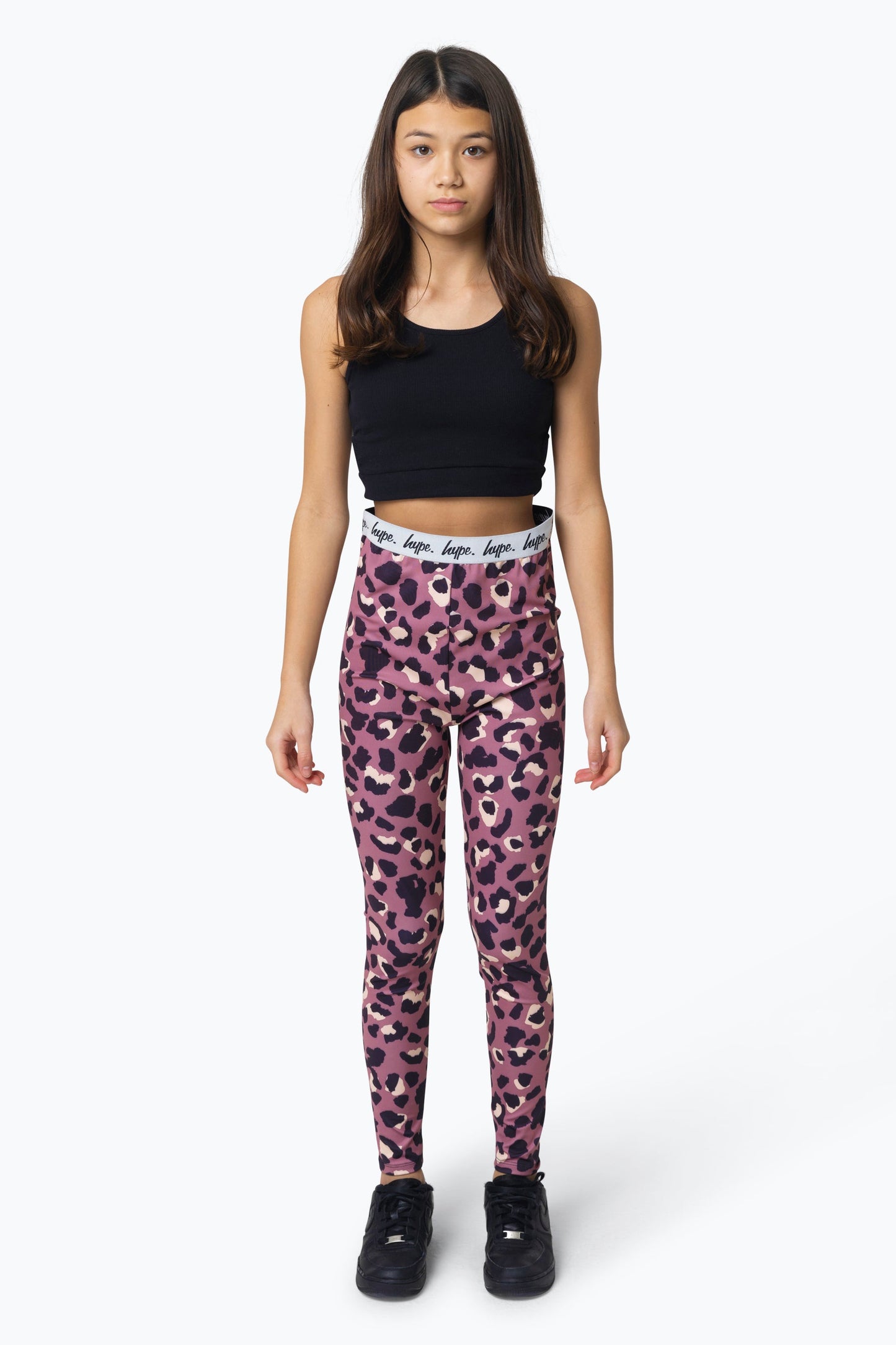 HYPE GIRLS PURPLE MINI LEOPARD LEGGINGS