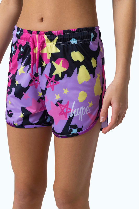 HYPE GIRLS MULTI LEOPARD DOODLE SHORTS