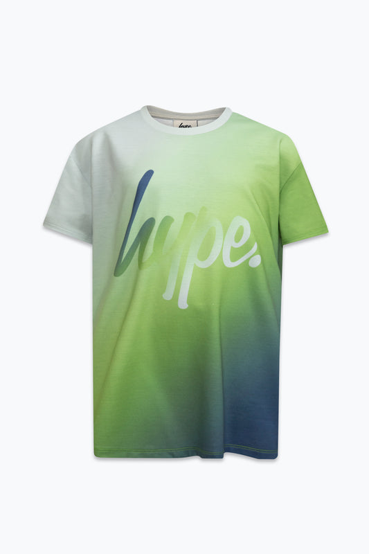 Hype Boys Navy/Green Fade Script T-Shirt
