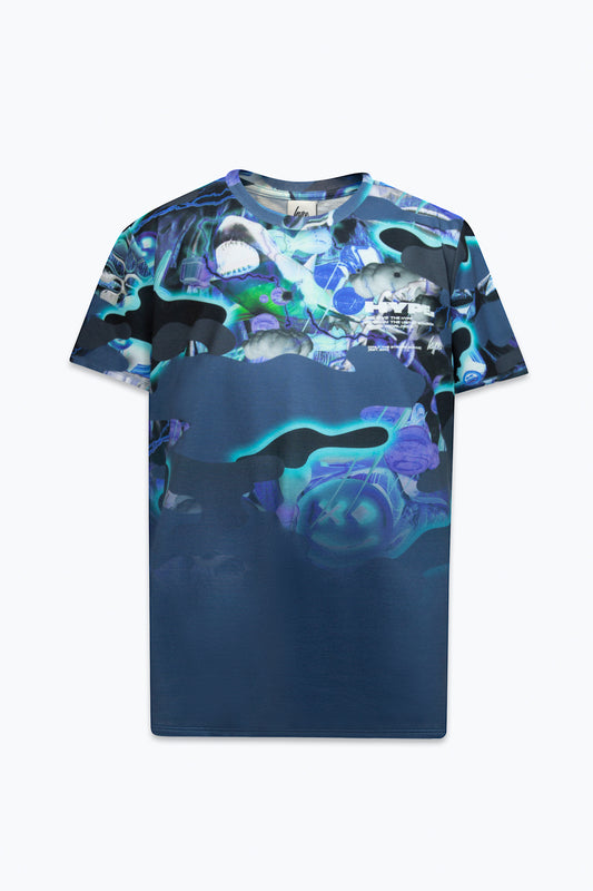 Hype Boys Blue Shark Smile Camo Fade T-Shirt