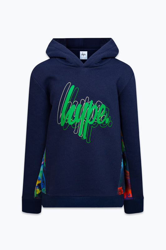 Hype Boys Navy Dream Splash Triple Script Hoodie