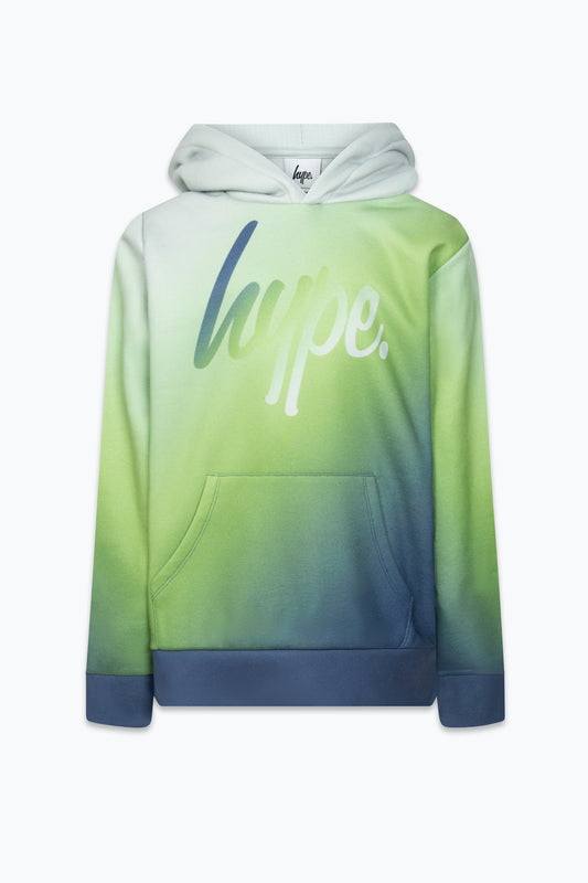 Hype Boys Navy/Green Fade Script Hoodie