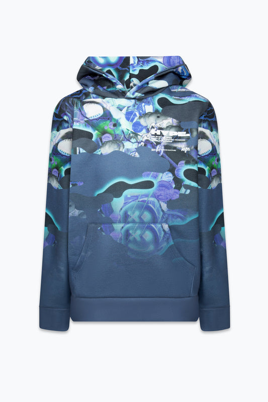 Hype Boys Blue Shark Smile Camo Hoodie