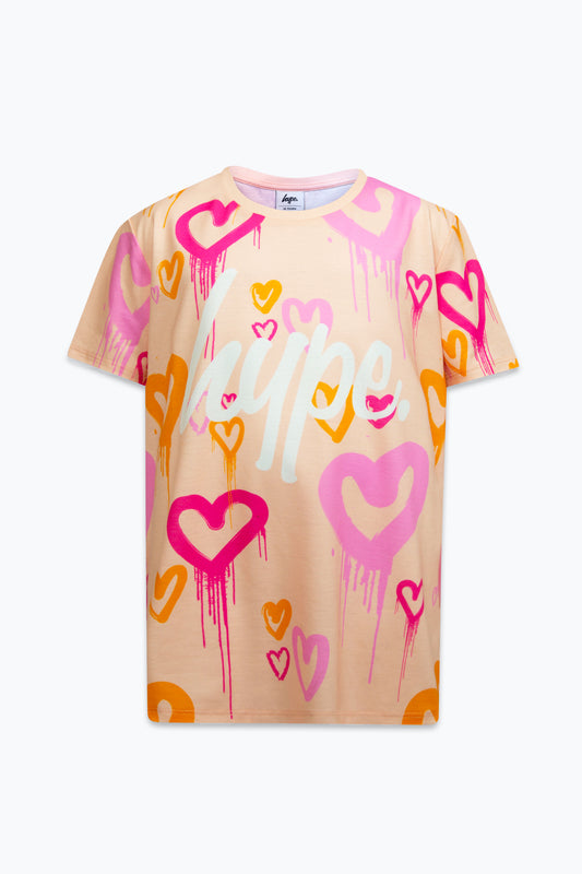 Hype Girls Peach Heart Drips T-Shirt