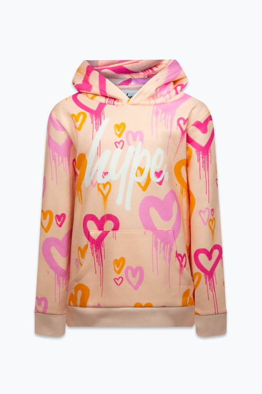 Hype Girls Peach Heart Drips Hoodie
