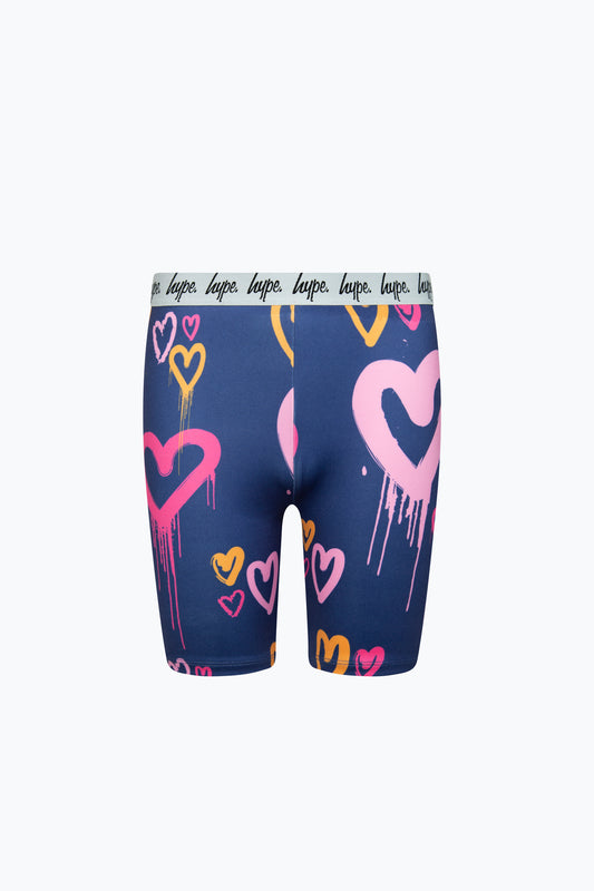 Hype Girls Navy Heart Drips Cycle Shorts