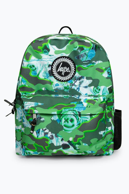 Hype Boys Green Shark Smile Camo Backpack
