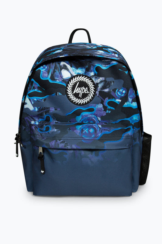 Hype Boys Navy Shark Smile Camo Fade Backpack