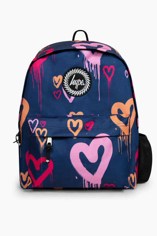 Hype Girls Navy Heart Drips Backpack