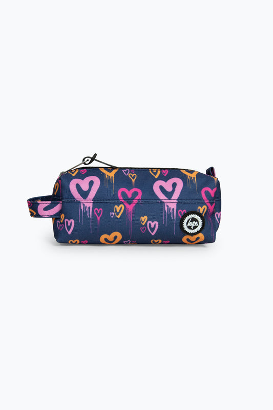 Hype Girls Navy Heart Drips Pencil Case
