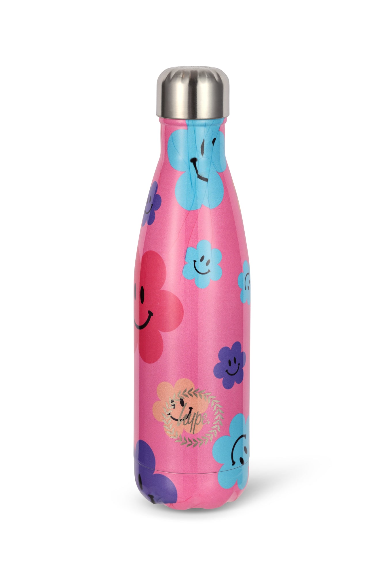 Hype Unisex Pink Happy Flowers Thermal Water Bottle