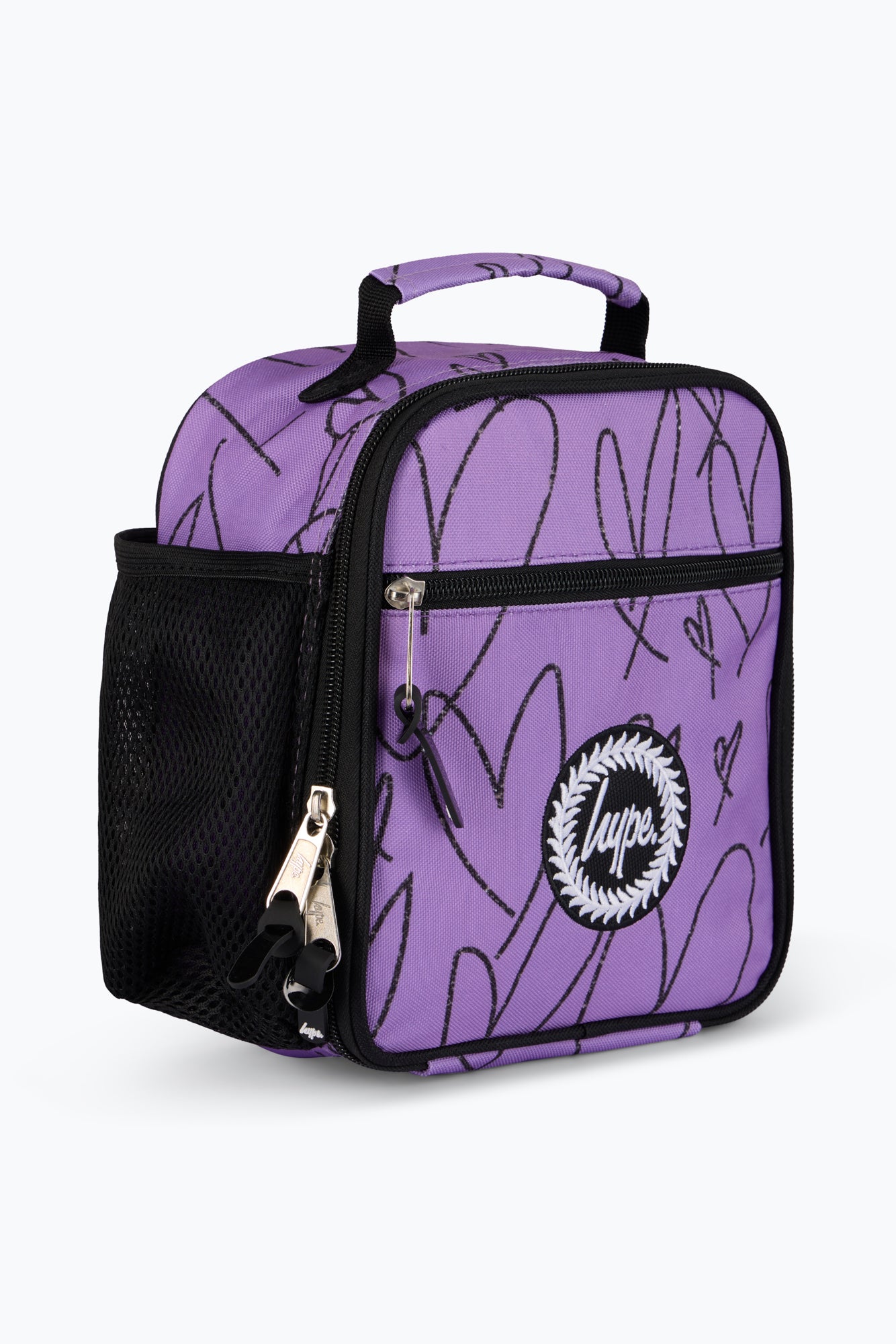 Hype Unisex Purple Scribble Hearts Lunch Bag