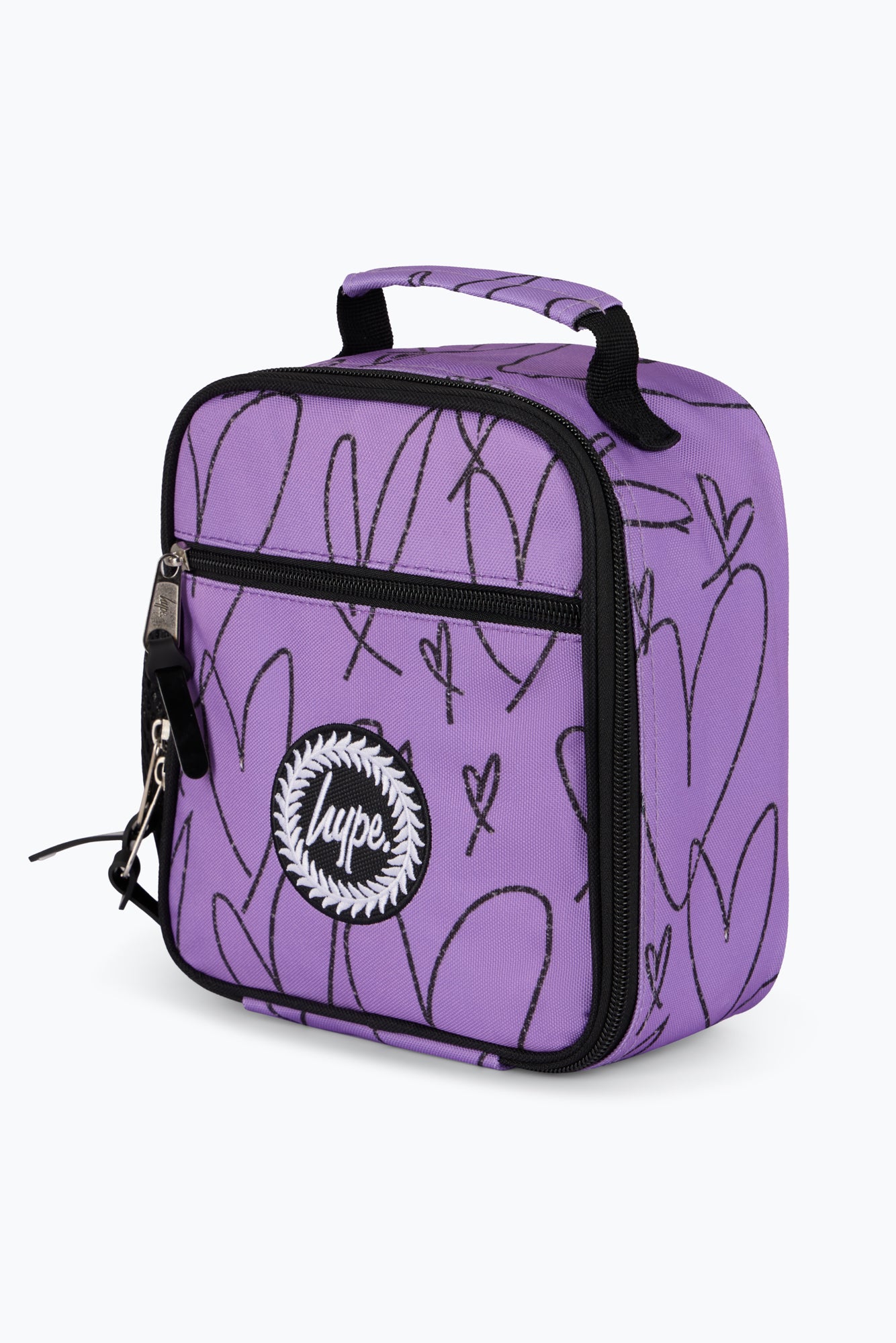 Hype Unisex Purple Scribble Hearts Lunch Bag