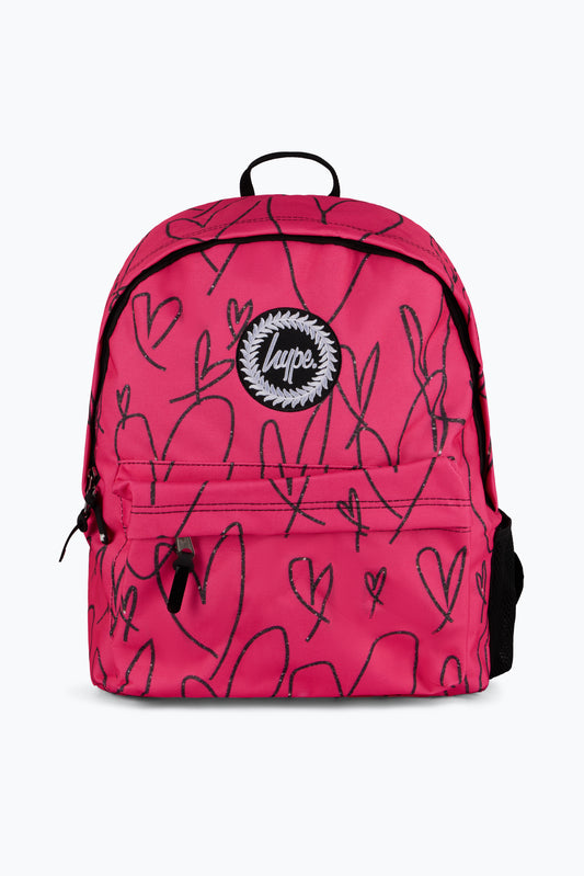 Hype Unisex Pink/Black Scribble Hearts Backpack