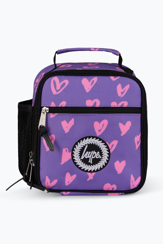 Hype Unisex Purple/Pink Scribble Hearts Lunch Bag