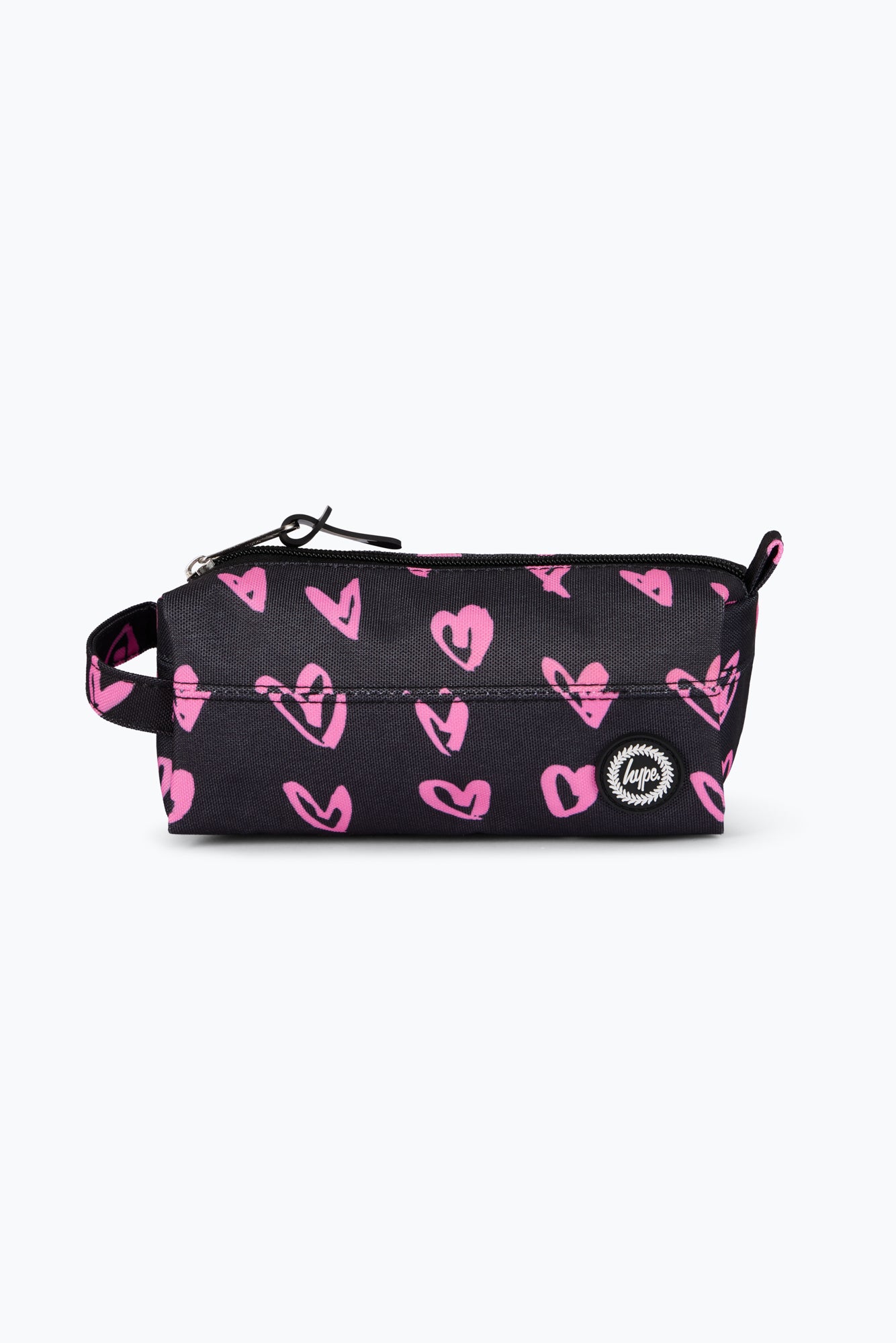 Hype Unisex Black/Pink Scribble Hearts Pencil Case