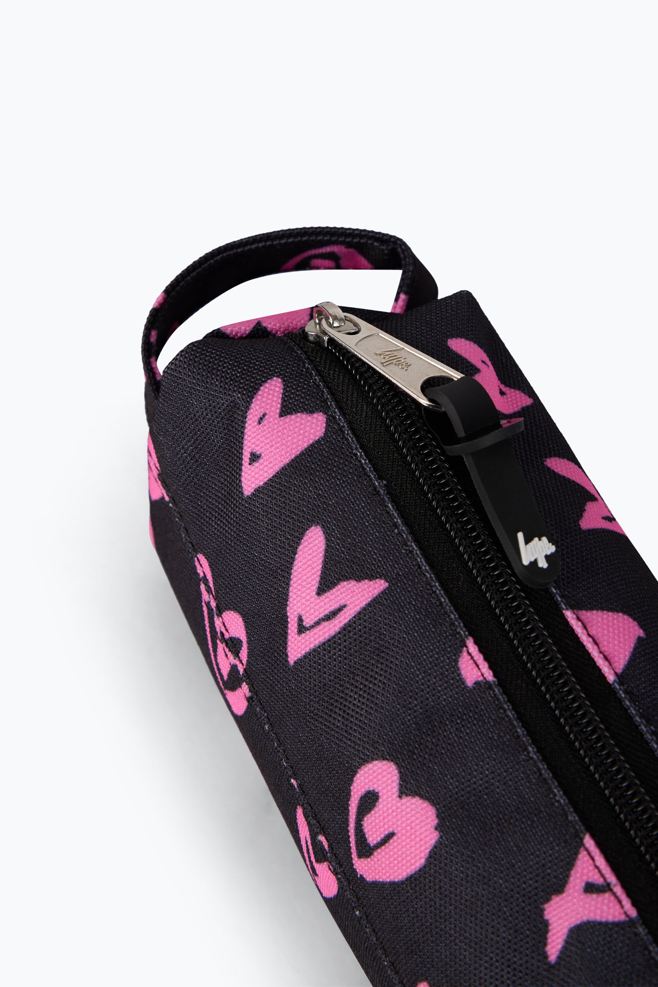Hype Unisex Black/Pink Scribble Hearts Pencil Case
