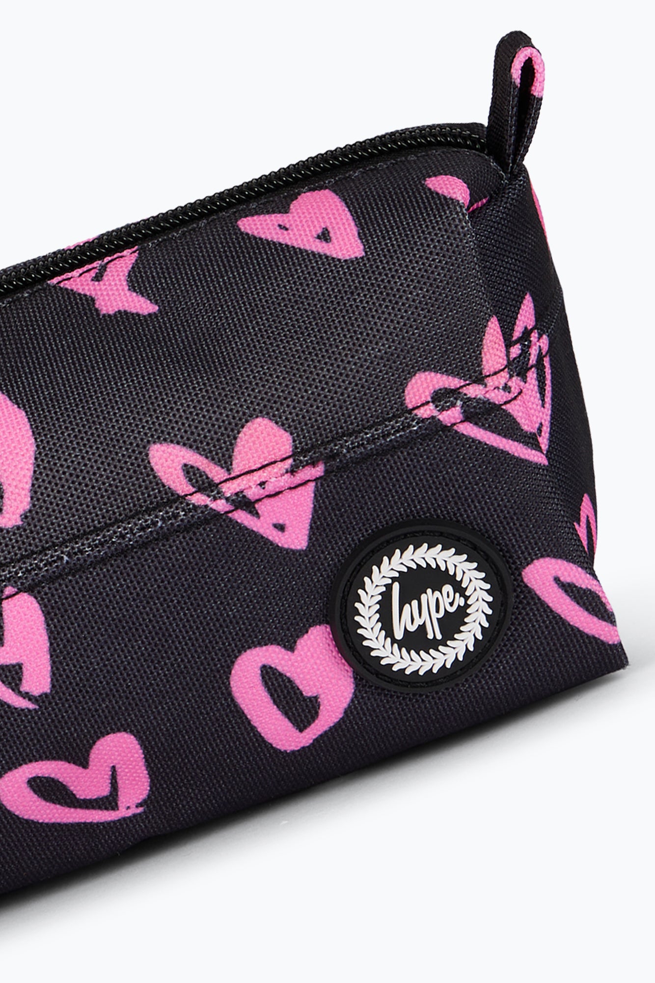Hype Unisex Black/Pink Scribble Hearts Pencil Case