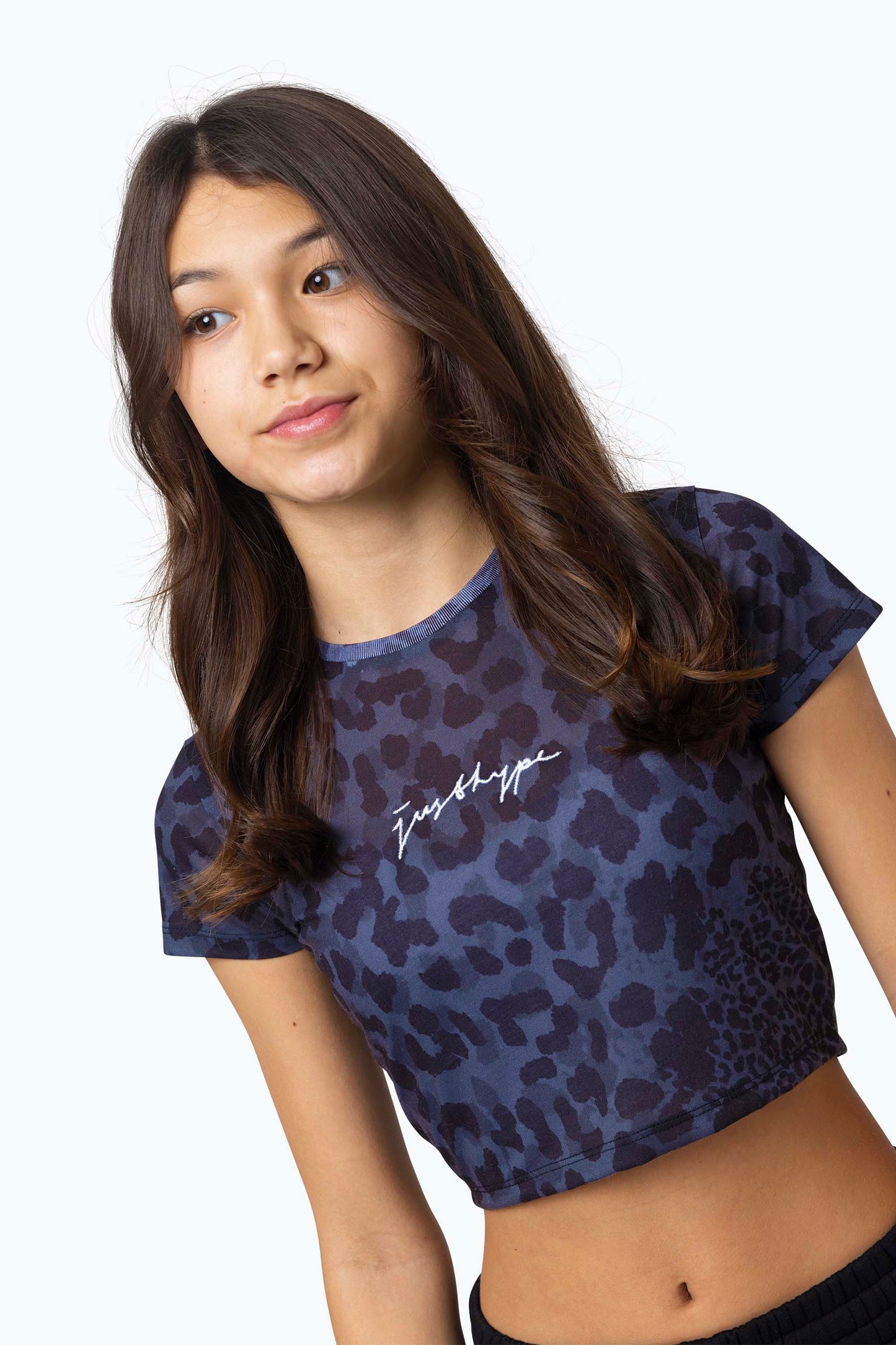 HYPE KIDS BLACK MONO LEOPARD T-SHIRT