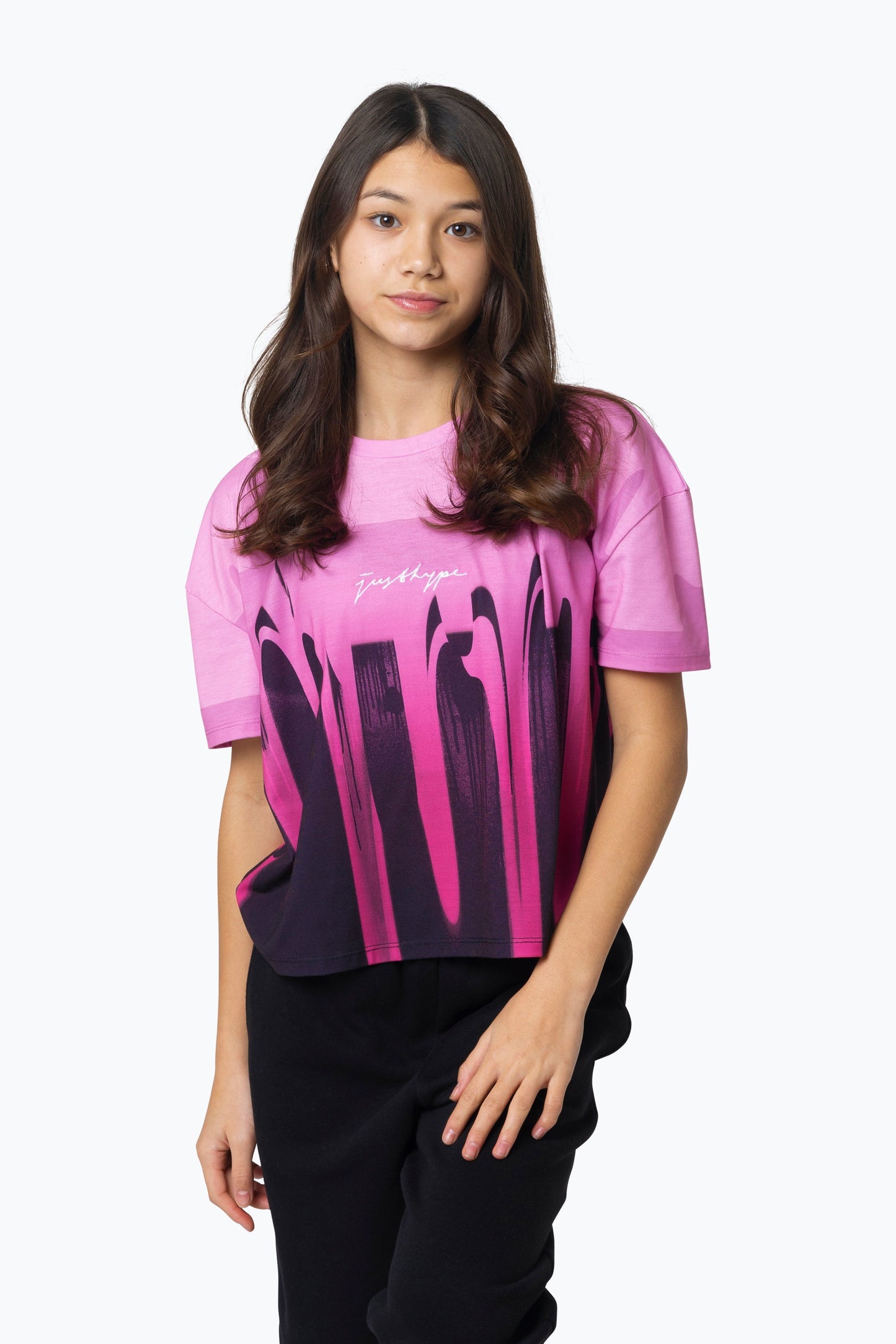 HYPE KIDS PINK OVERSIZED DRIP T-SHIRT