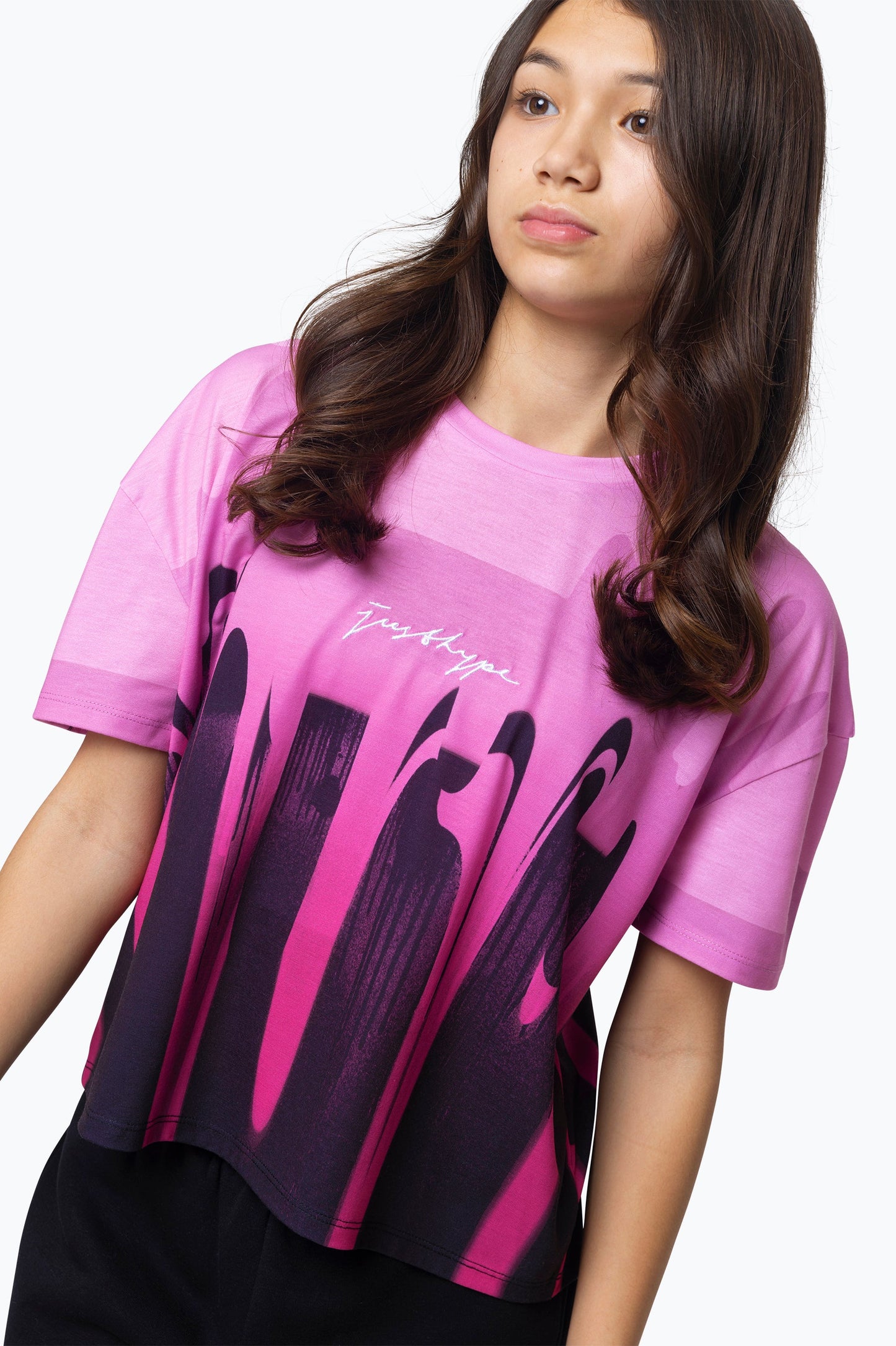 HYPE KIDS PINK OVERSIZED DRIP T-SHIRT