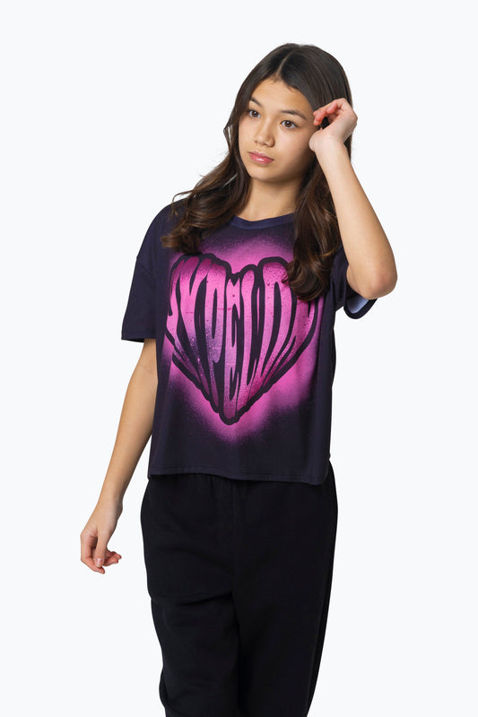 HYPE KIDS BLACK SPRAY HEART T-SHIRT