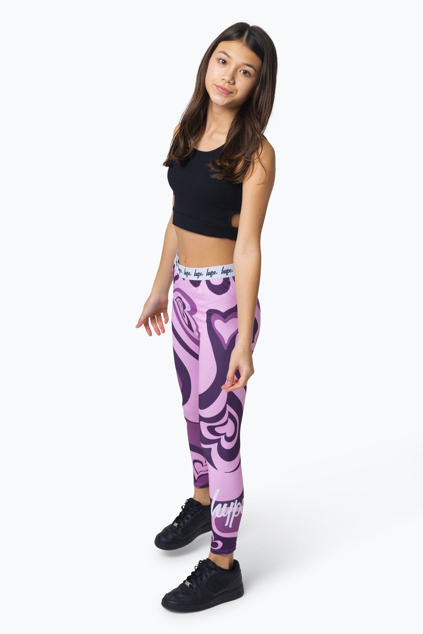 HYPE KIDS PINK SWIRL HEART LEGGINGS